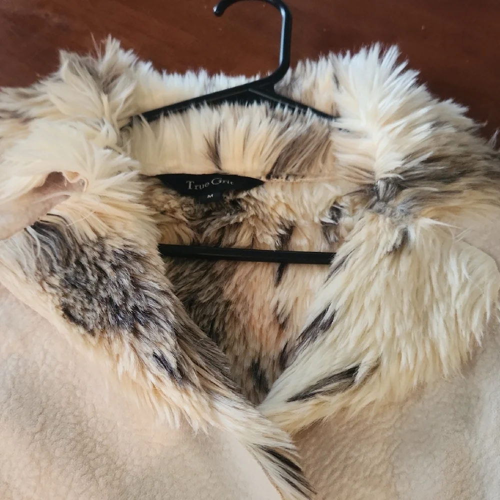 True Grit Cream Teddy Jacket with Faux Fur Trim